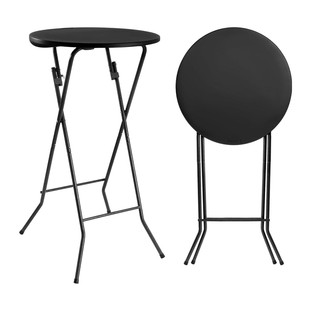 Byliable 24in Round Folding Cocktail Table, Plastic Bar Height Table, Black