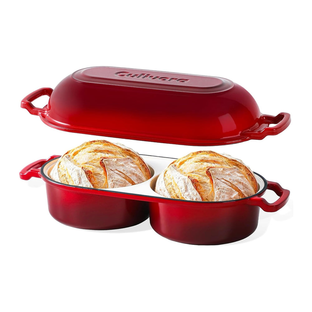 Cast Iron Bread Pan with Lid, Mini Enamel Sourdough Baking Dutch Oven Pot