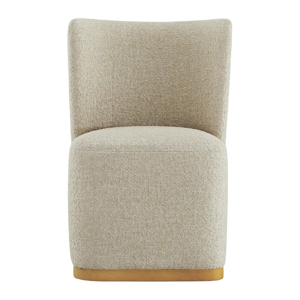 CHITA Upholstered Rolling Dining Chair with Casters Set of 2, Oatmeal