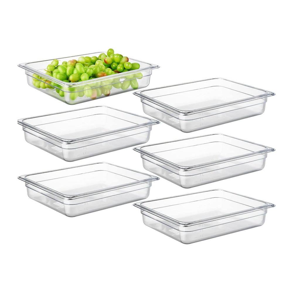 CURTA 6-Pack 1/2 Size 2.5" Deep NSF Polycarbonate Food Pans | Dishwasher...