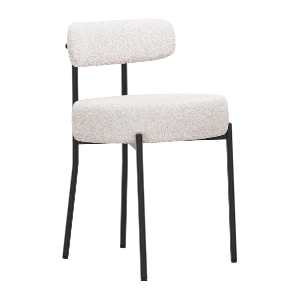 DYHOME White Boucle Dining Chairs Set of 6, Mid Century Modern Dining Room Ch...
