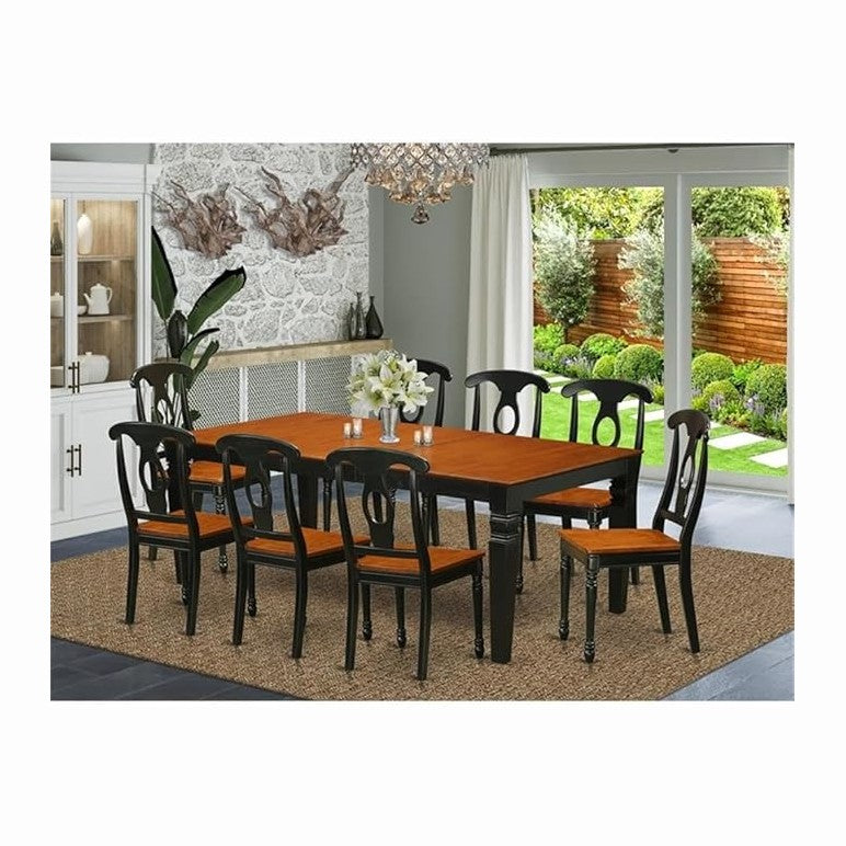 East West Furniture LGKE9-BCH-W 9 Piece Dining Table Set Includes a Rectangle...
