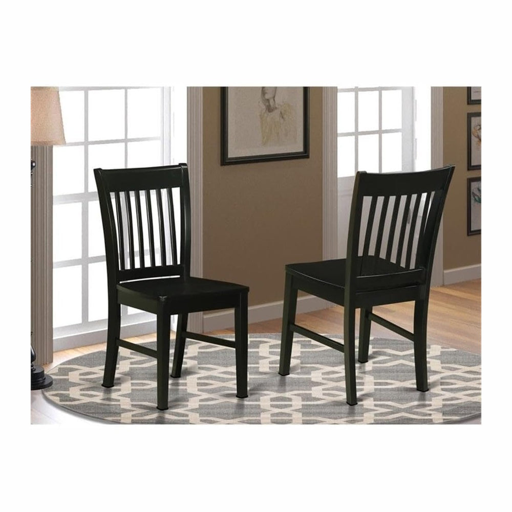 East West Furniture NFC-BLK-W Norfolk Dining Chairs - Slat Back Wood Seat Kit...