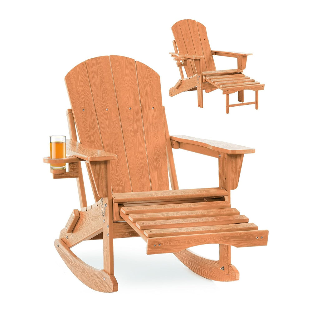 Folding Adirondack Rocking Chair with Footrest, HDPE Adirondack 4-in-1 Multif...