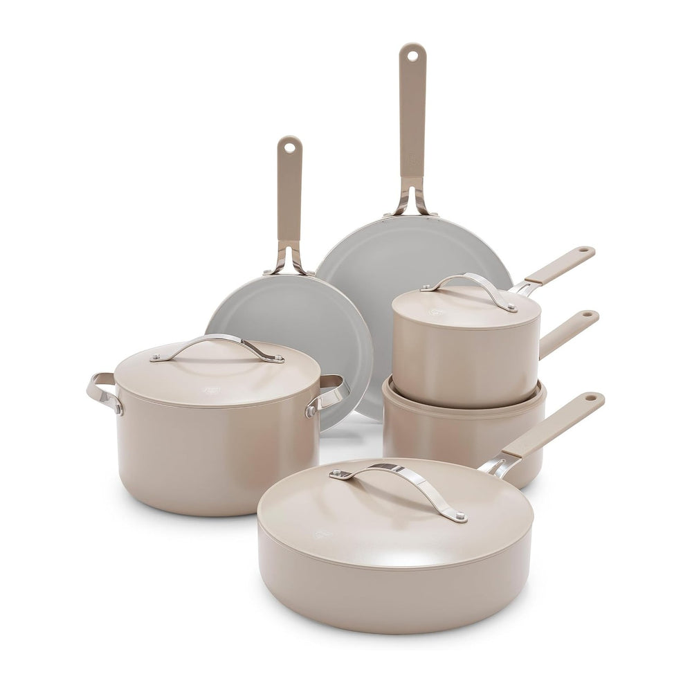 GreenLife 10-Piece Nonstick Ceramic Cookware Set, Lightweight Healthy PFAS-Free