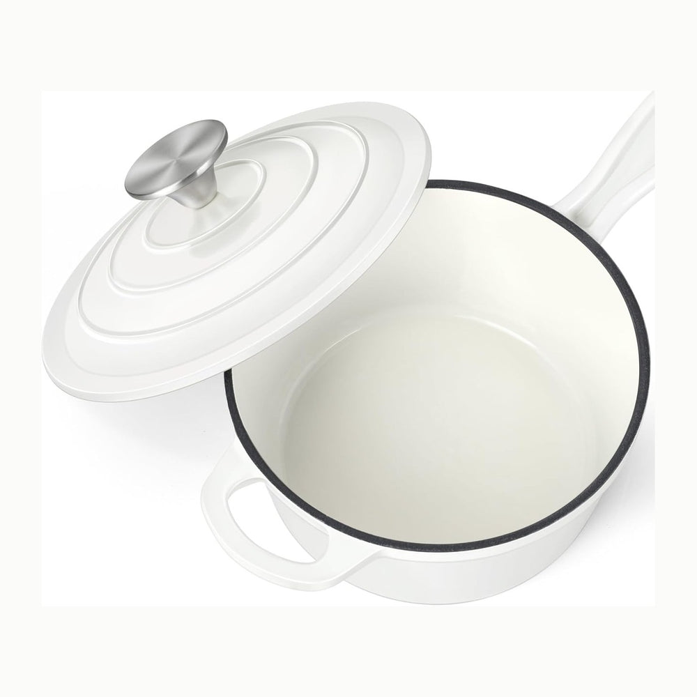 HaSteeL 3 QT Cast Iron Saucepan, Enamel dutch oven
