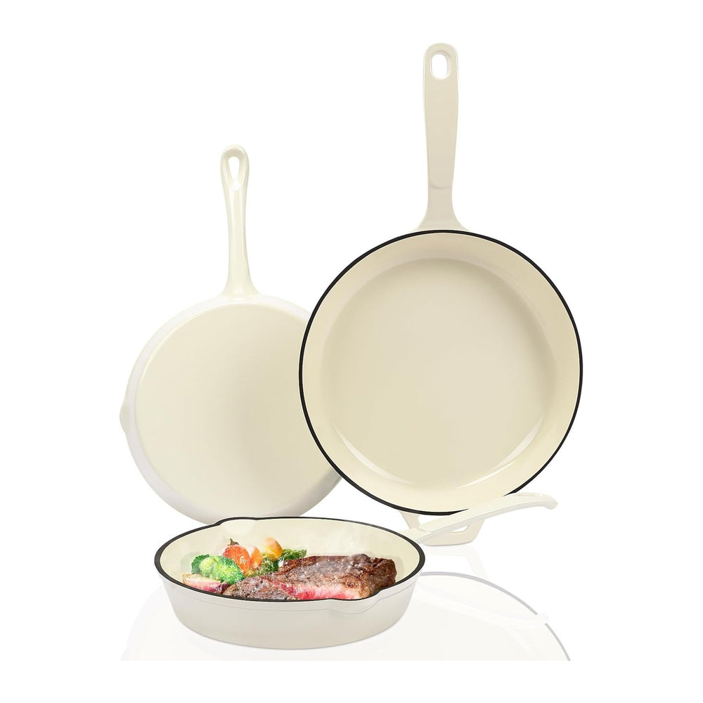 Hisencn Enameled Cast Iron Skillet Set