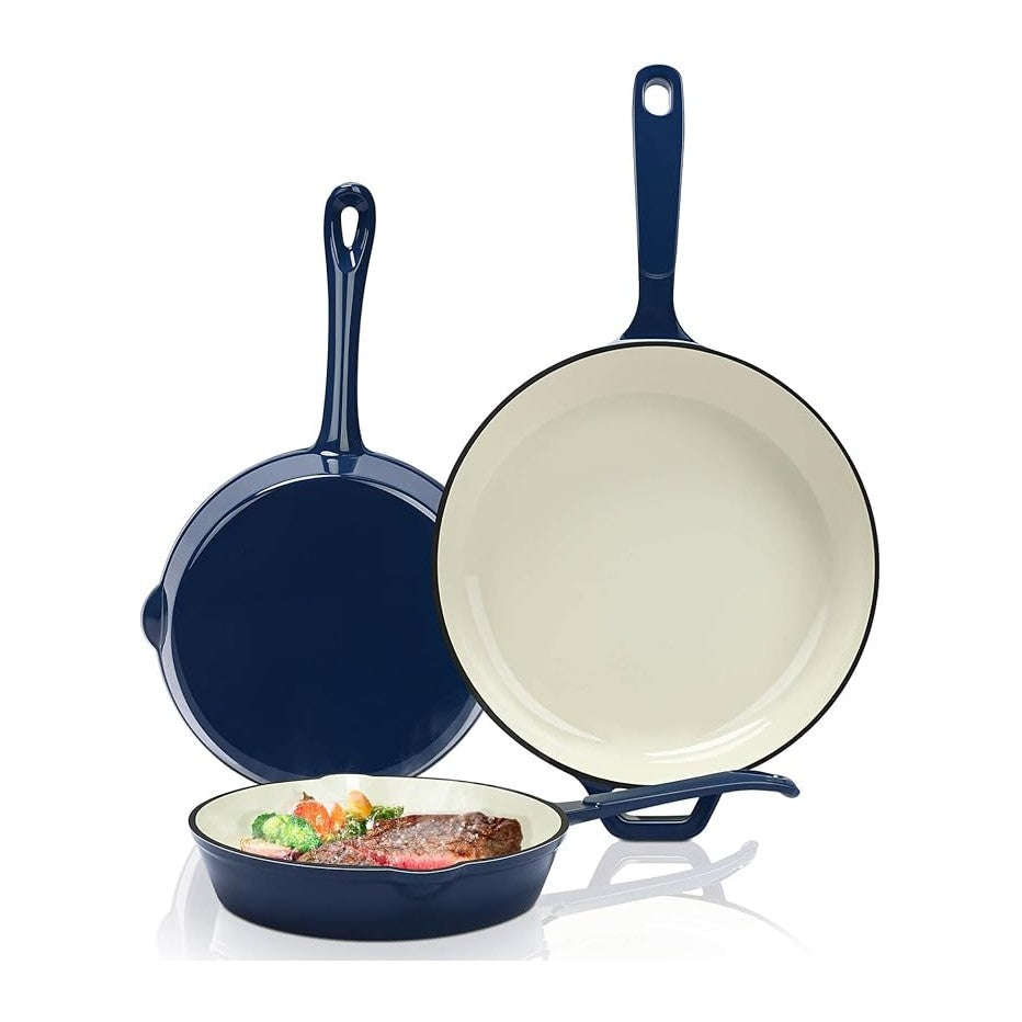 Hisencn Enameled Cast Iron Skillet Set