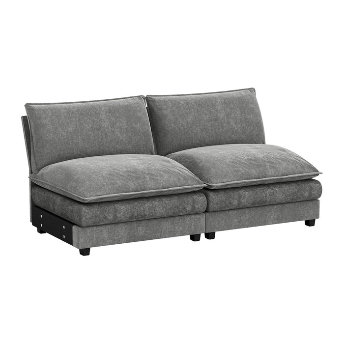Homall Modular Sectional Sofa, Sofa Couch with Reversible Ottoman, DIY Combination Chenille Deep Seat Cloud Couch for Living Room, Apartment (Light Grey, 2-Seat)