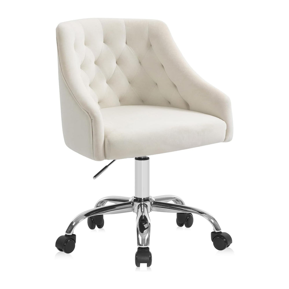 Home Office Chair, Velvet Swivel Adjustable Accent Vanity Chair with Arms Nai...