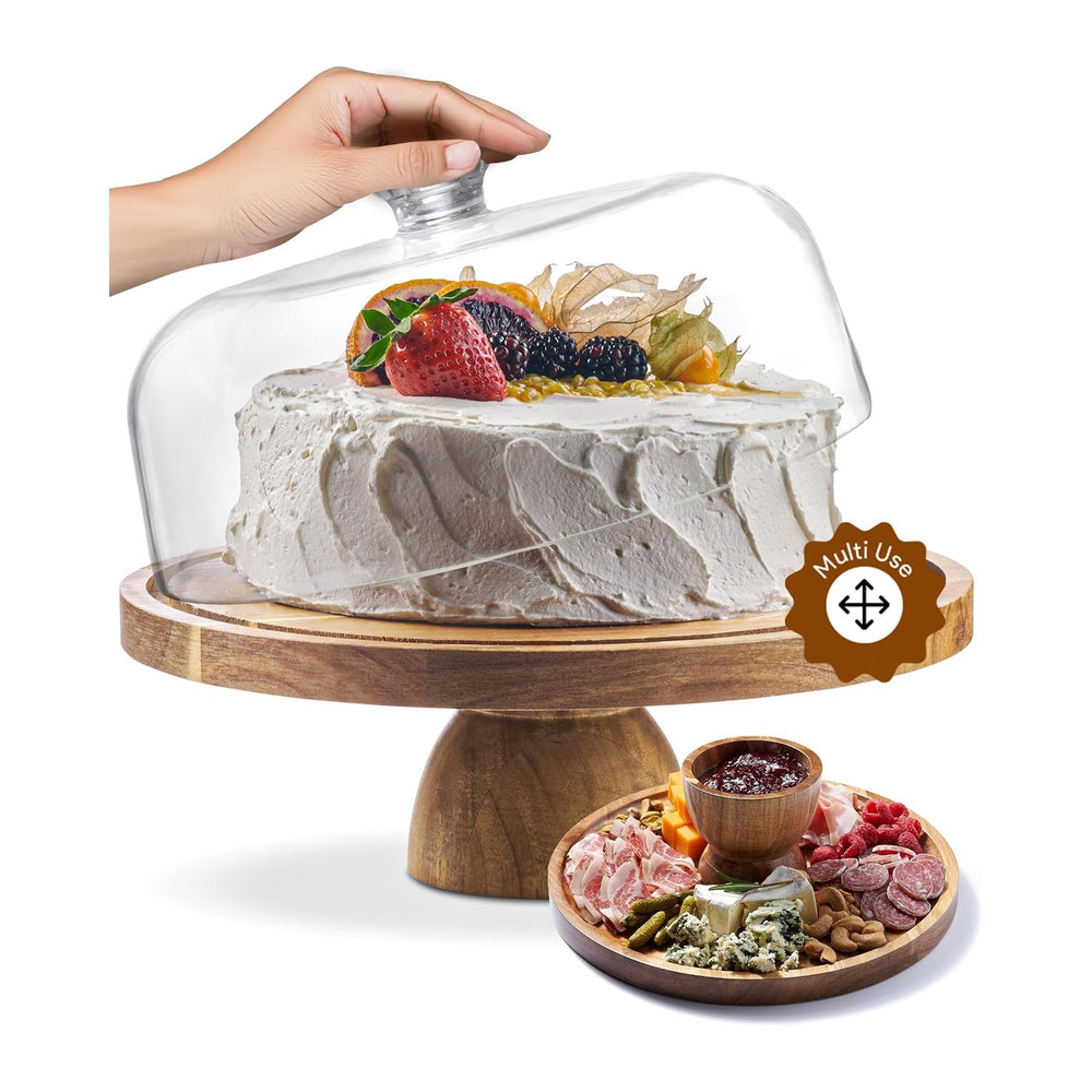 HOMESPHERE Acacia Wood Cake Stand