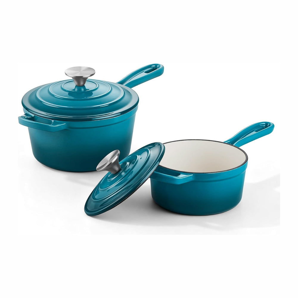 Homikit 1 QT & 2 QT Saucepan Set, Enameled Cast Iron Saucepan