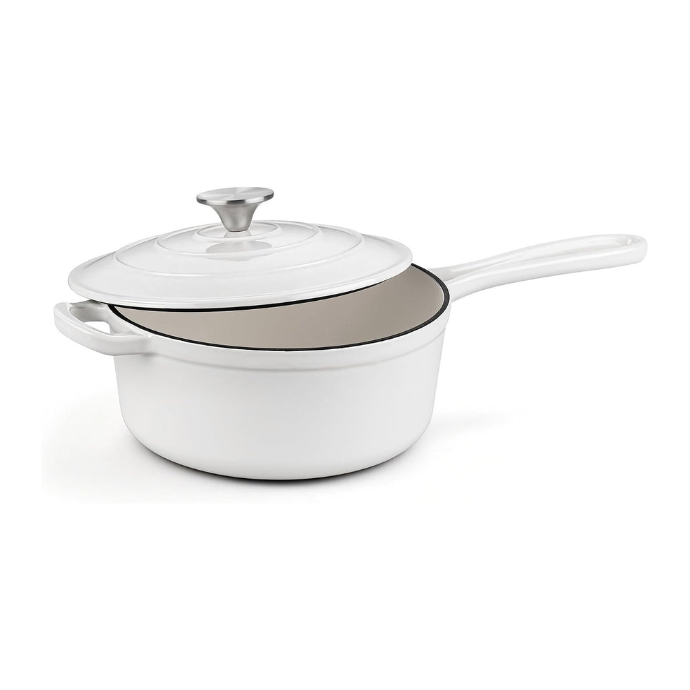 Homikit 3 Quart Saucepan with Lid, Enameled Cast Iron Saucepan
