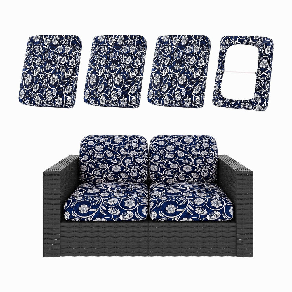 hyha 4Pcs Patio Cushion Covers, Stretch Outdoor Couch Cushion Covers Replacement
