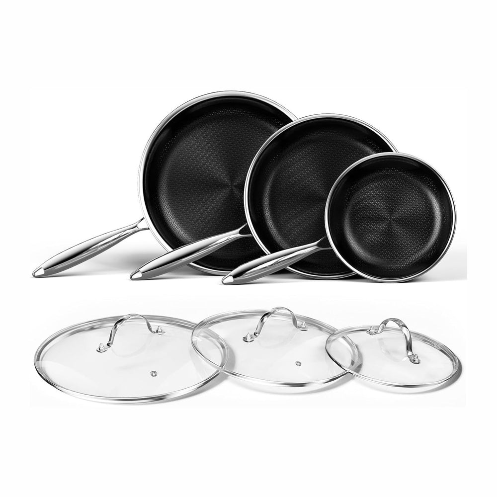 Innerwell Nonstick Titanium Ceramics Stainless Steel Frying Pan Set, 6 Pieces