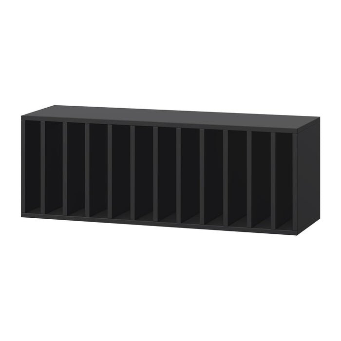 IOTXY DIY Modular Cube Bookcase - CubeXY Customizable Stackable Expandable Basic Shelving Units, 12-Cube Wooden Open Bookshelf with Removable Shelves for Vinyl Record Storage Organizer, Black
