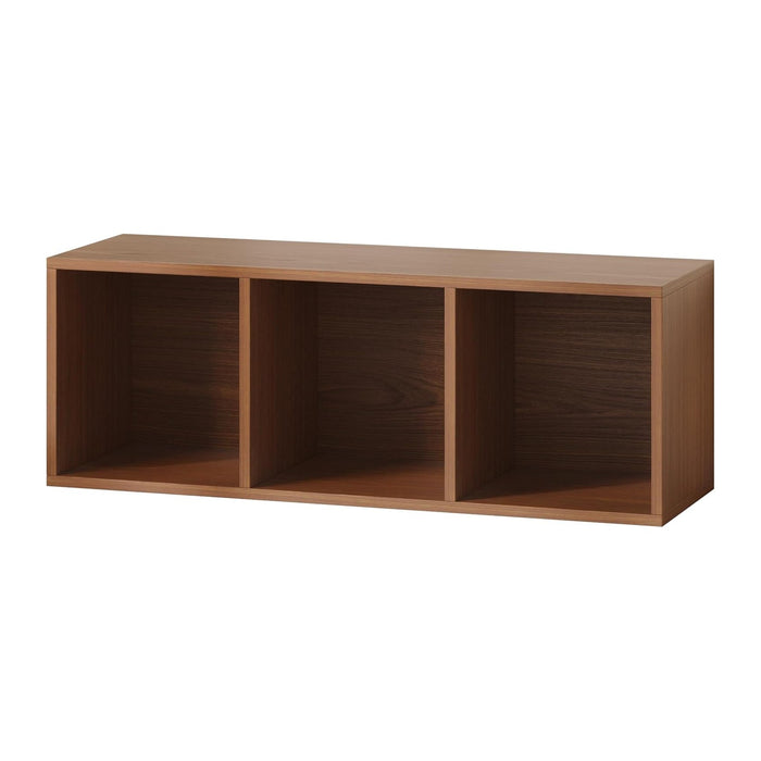 IOTXY DIY Modular Cube Bookcase - CubeXY Customizable Stackable Expandable Basic Shelving Units, 3-Cube Wooden Open Bookshelf for Fabric Storage Bin Organizer, Walnut