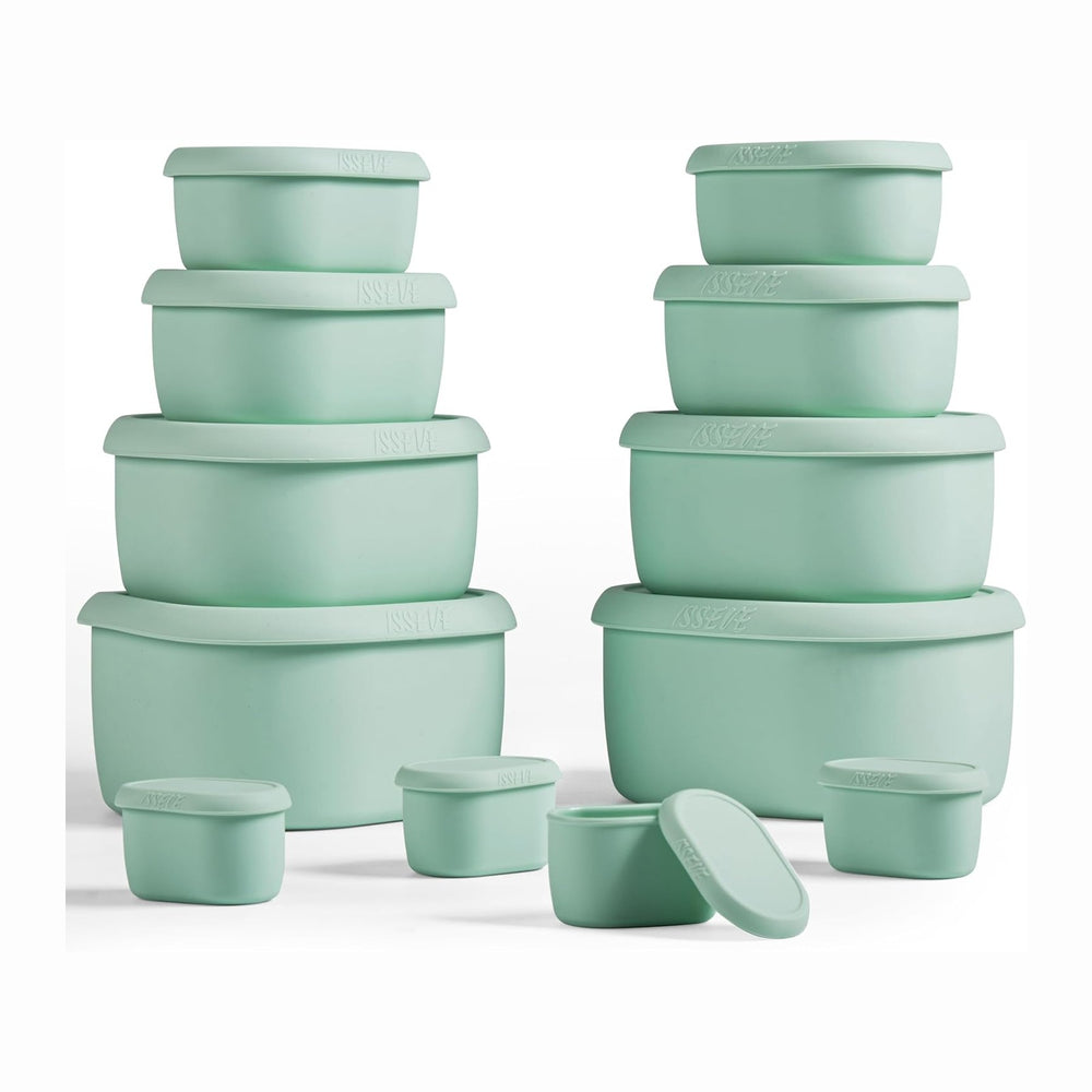 ISSEVE 12Pcs/Set Nesting Silicone Food Storage Containers