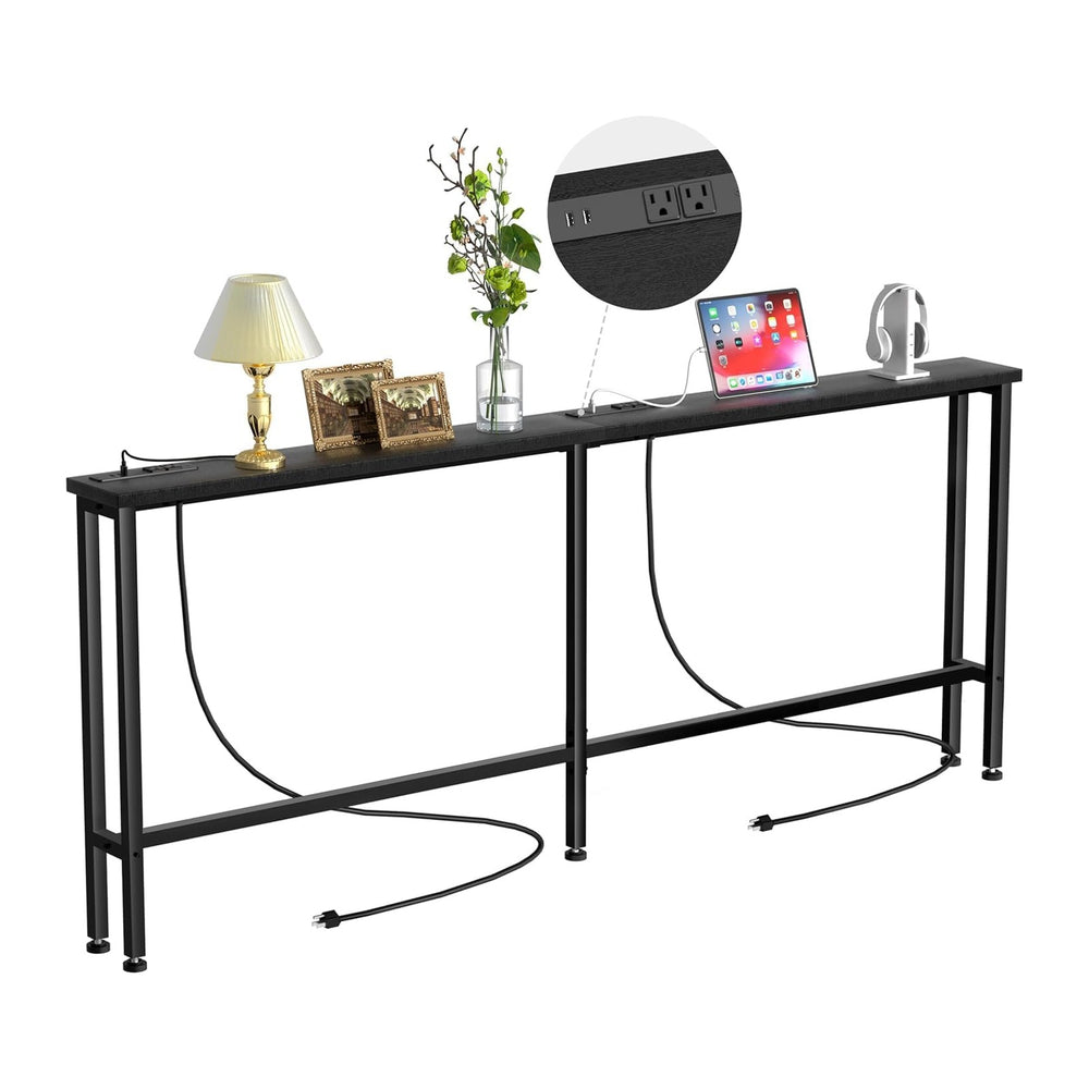 Keelian 102" Narrow Console Sofa Table - 2 Power Outlets & 4 USB Por...