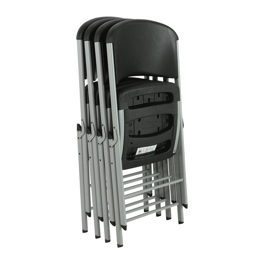 LIFETIME 80407 Commercial Grade Folding Chairs, 4 Pack, Black/Silver