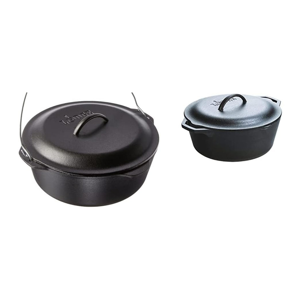 Lodge Cast Iron Dutch Ovens and Serving Pot Bundle (9-Quart + 7-Quart)