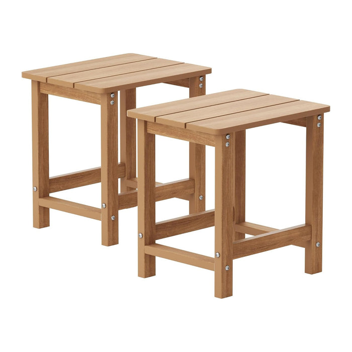 MXIMU Outdoor Side Table Set of 2, Adirondack Table, All Weather, Teak