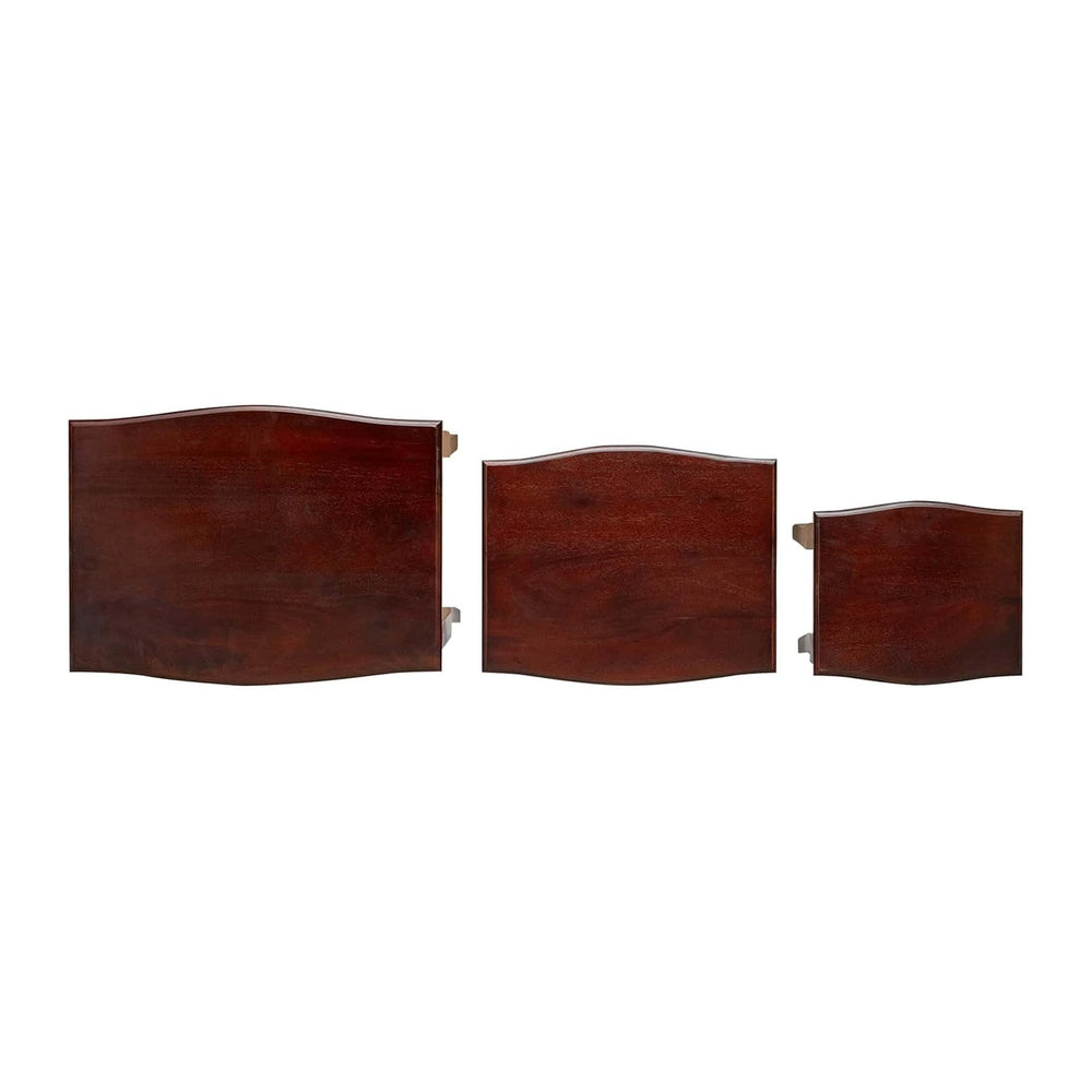 Nesting Side Tables 3 Pieces Solid Mahogany Wood | Space Saving Set, Easy Cle...