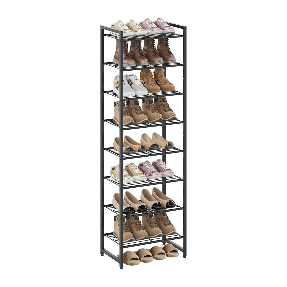 Nunsino Narrow Shoe Rack, 8-Tier Metal Shoe Organizer,Tall Shoe Shelf with An...