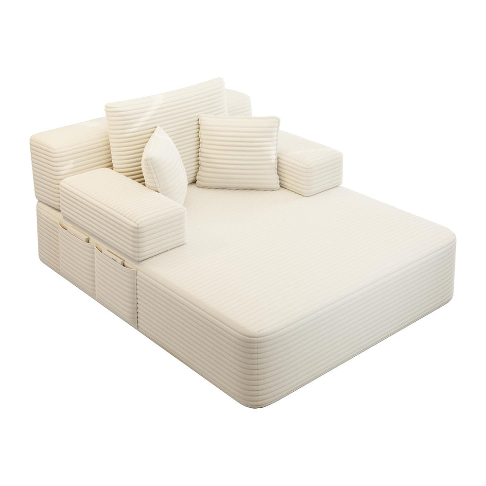 Oversized Boneless Chaise Lounge Chair Indoor, 60”,White | Corduroy Convertib...