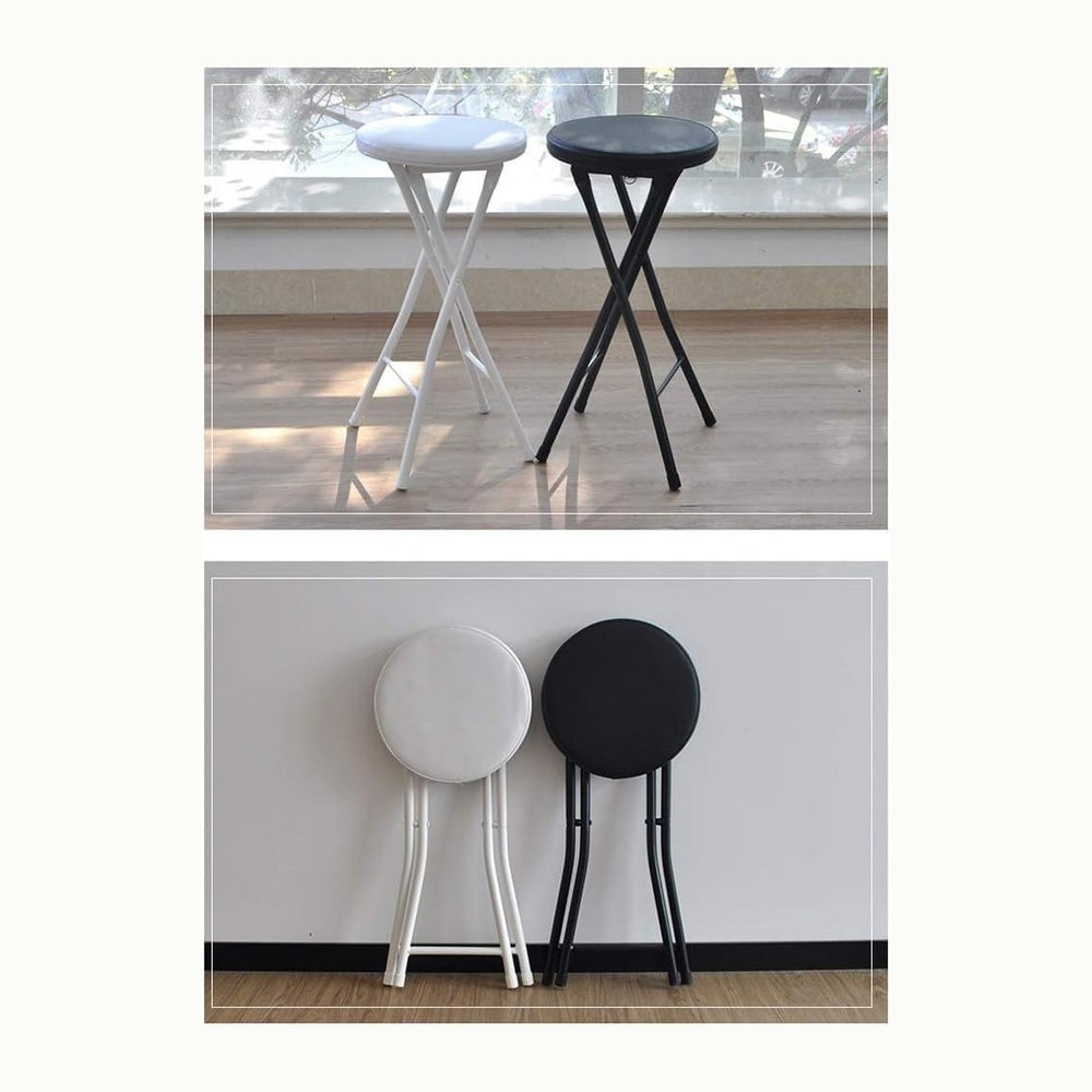 Padded Folding High Chair for Kitchen Bar Stool Compact Furniture Round Desig...