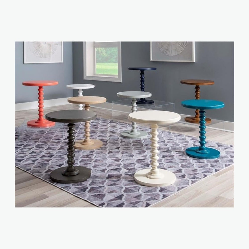 Pemberly Row Contemporary Wood Spindle Side Table, Off White Finish, 17"...