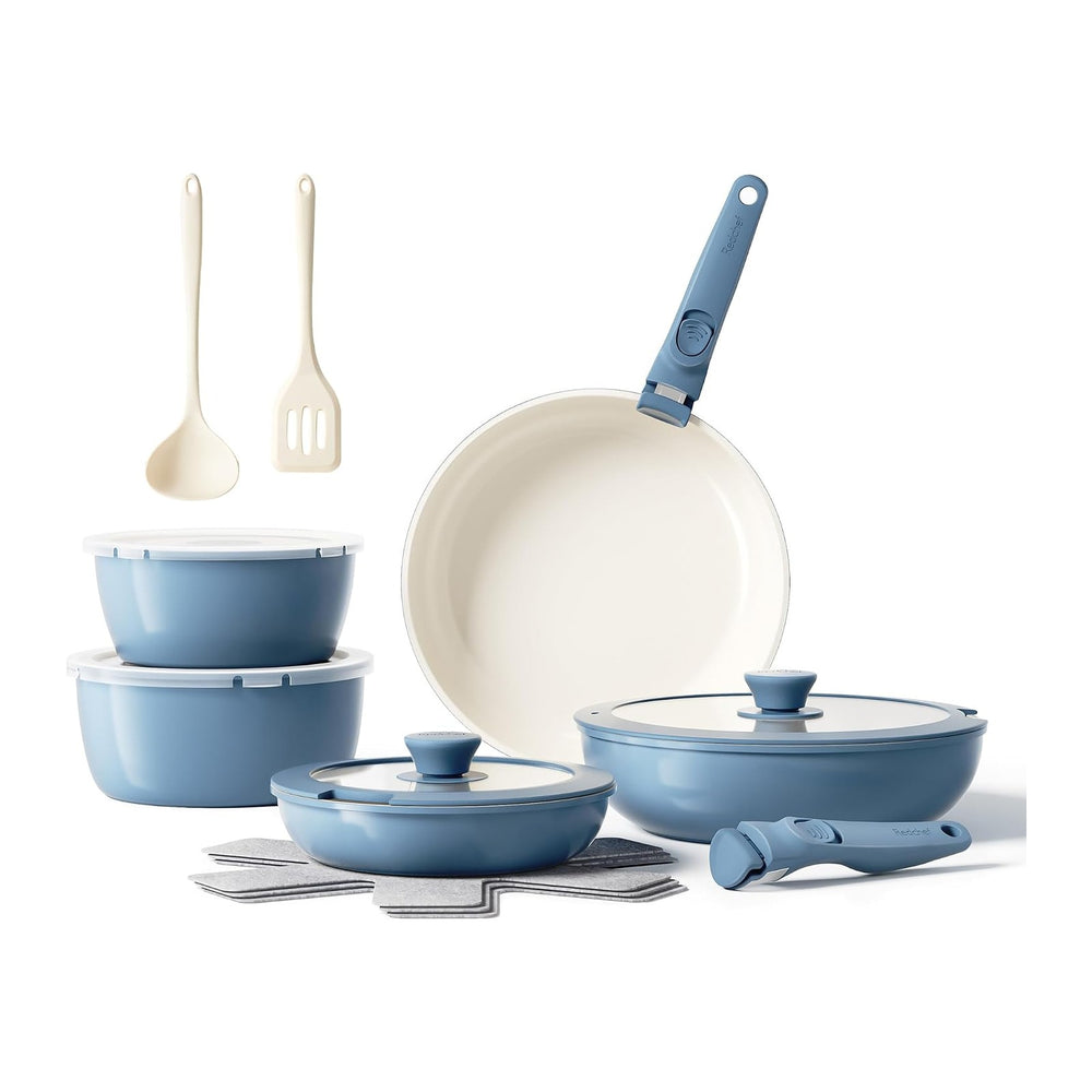 Redchef 16pcs Ceramic Nonstick Pots and Pans Set, Kitchen Cookware Set