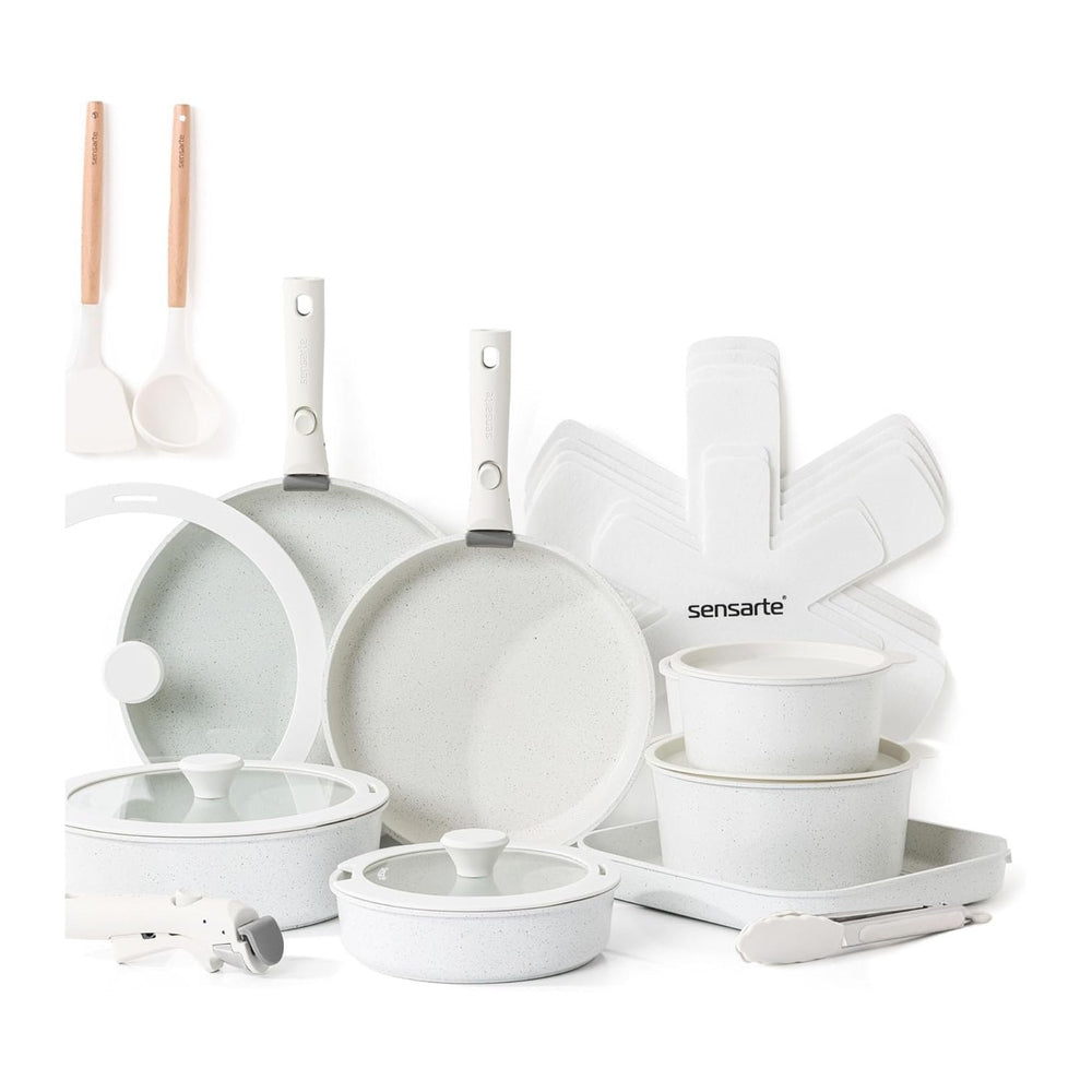 SENSARTE 24 Piece Pots and Pans Set, Nonstick Detachable Handle Cookware