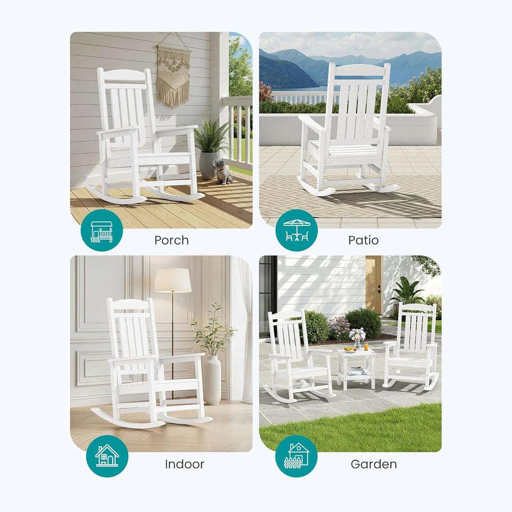 SERWALL Oversized Outdoor Rocking Chairs Set of 2, Oversized HDPE Porch Rocke...