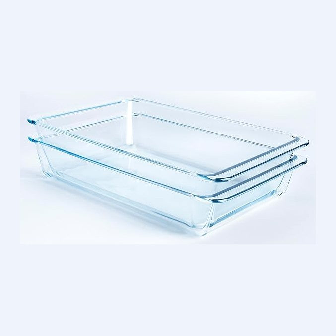 Set of 2 pcs Tempered Glass Baking Dish Set, Deep and Classic Borosilicate