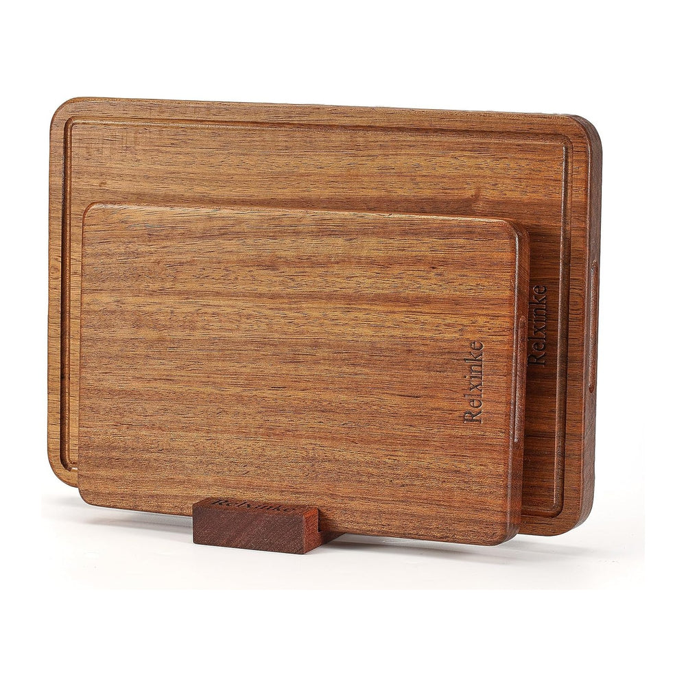 Solid Teak Wood Cutting Board Set One Piece Non Glued Large Thick Crack