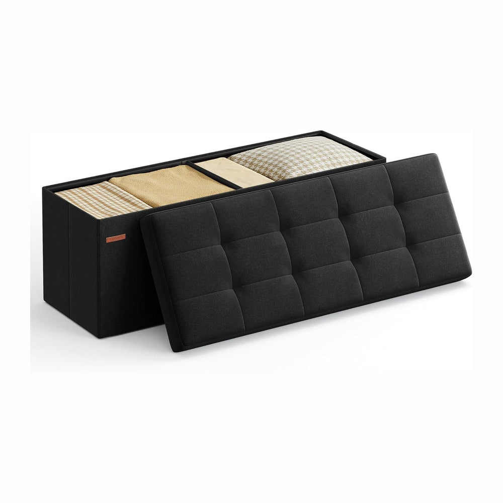 SONGMICS 43.3 Inches Folding Storage Ottoman Bench, Load 660 lb