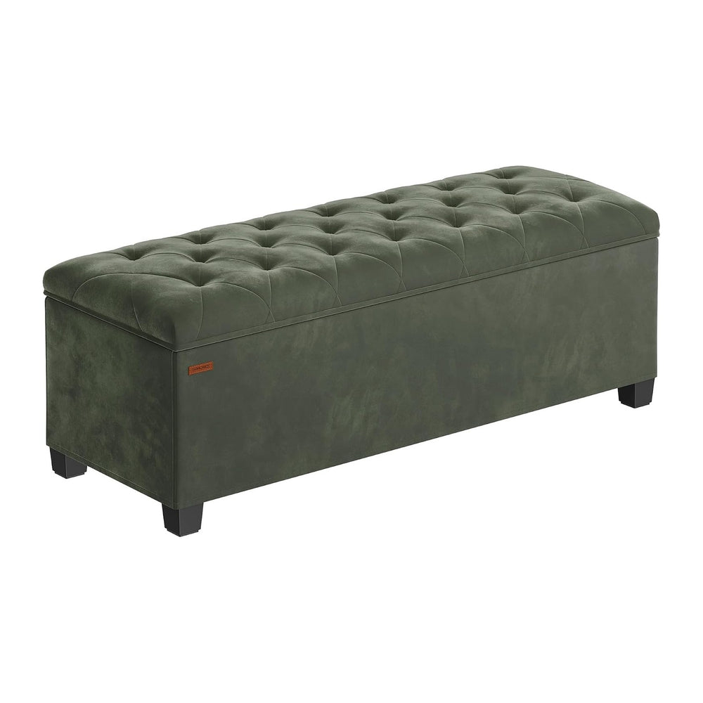 SONGMICS Velvet Storage Ottoman Bench, Foot Rest with Legs, 15.7 x 43 x 15.7 ...