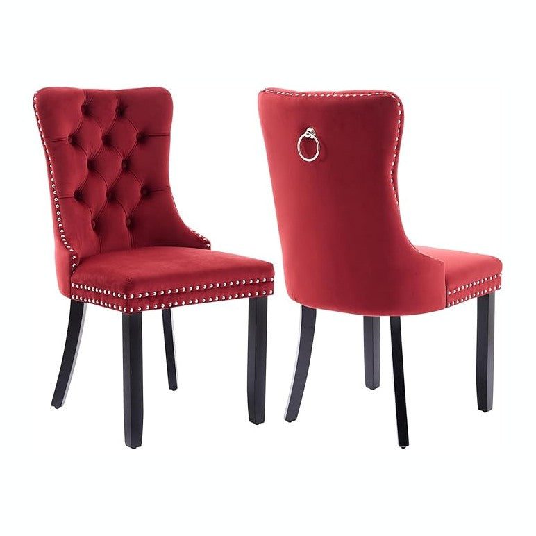 Velvet Dining Chairs Set of 2, Upholstered Dining Room Chairs with Back Ring ...