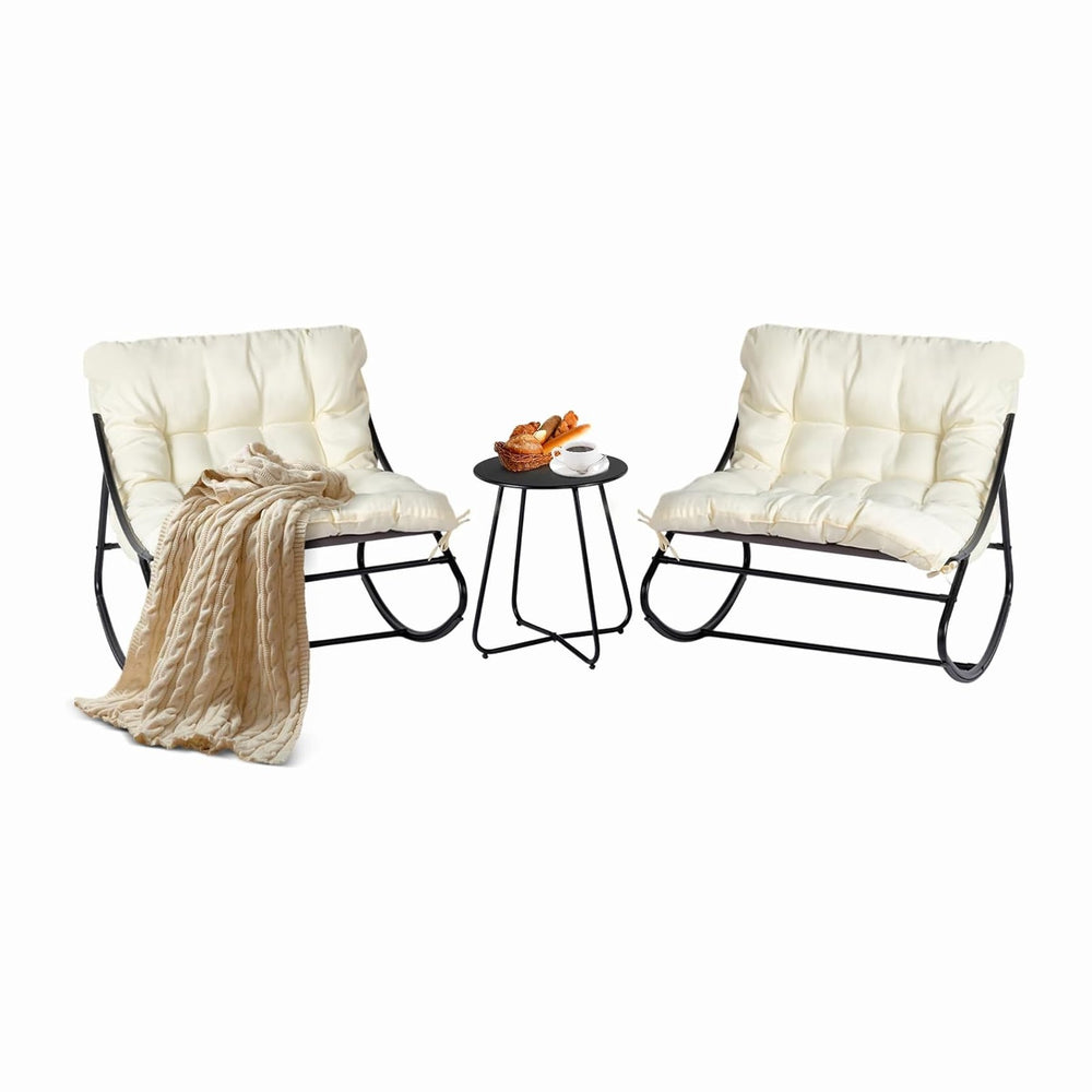 VINGLI Rocking Patio Chairs Set of 2 with Side Table, Heavy Duty 400 LBS Capa...