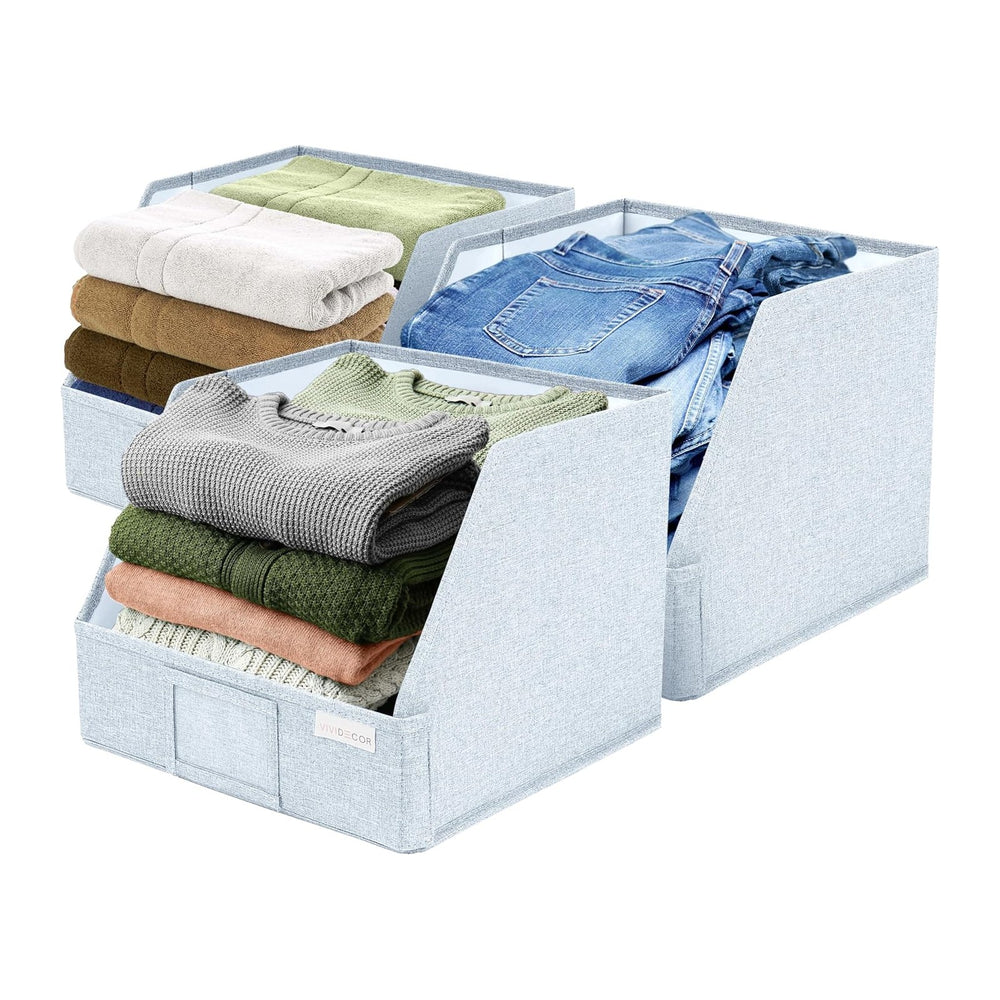 VIVIDECOR Open Front Trapezoid Closet Bins 12x12x10 – Easy Access Shelf