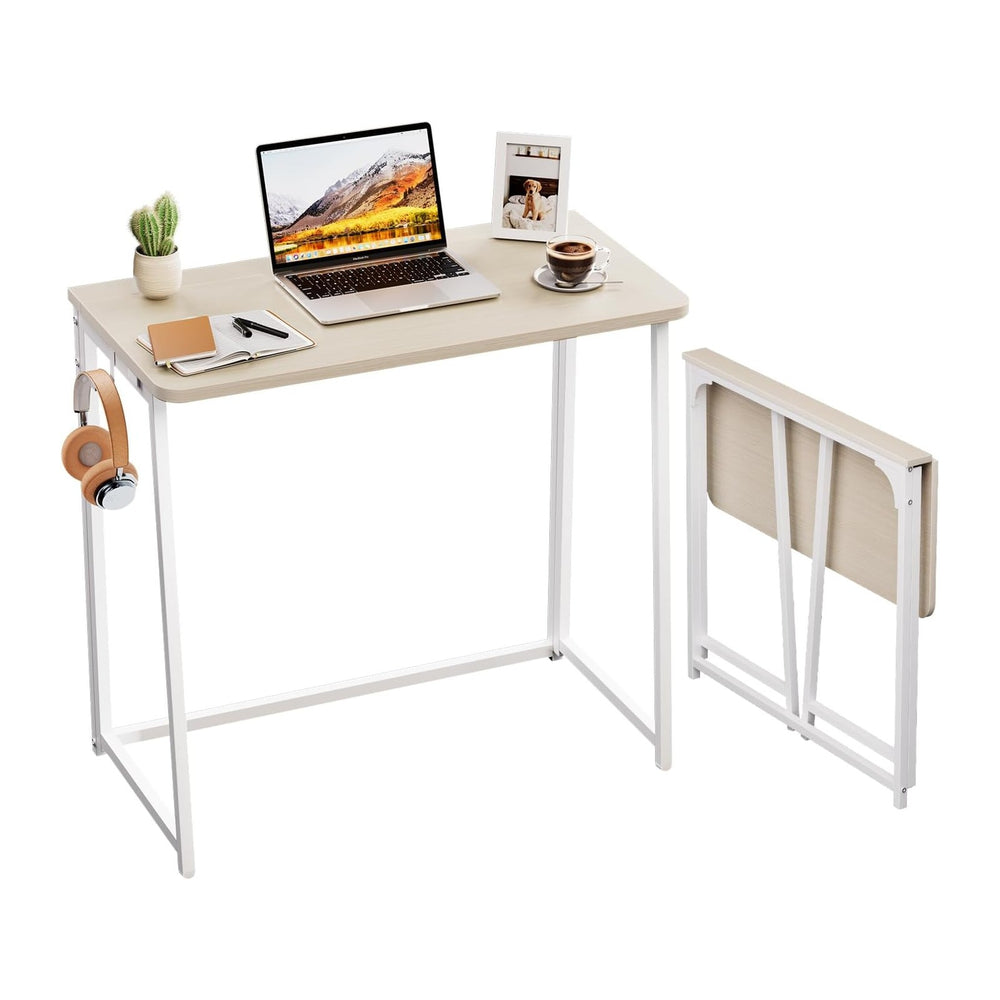 WOHOMO Folding Desk, Small Foldable Desk 31.5" for Small Spaces, Space S...