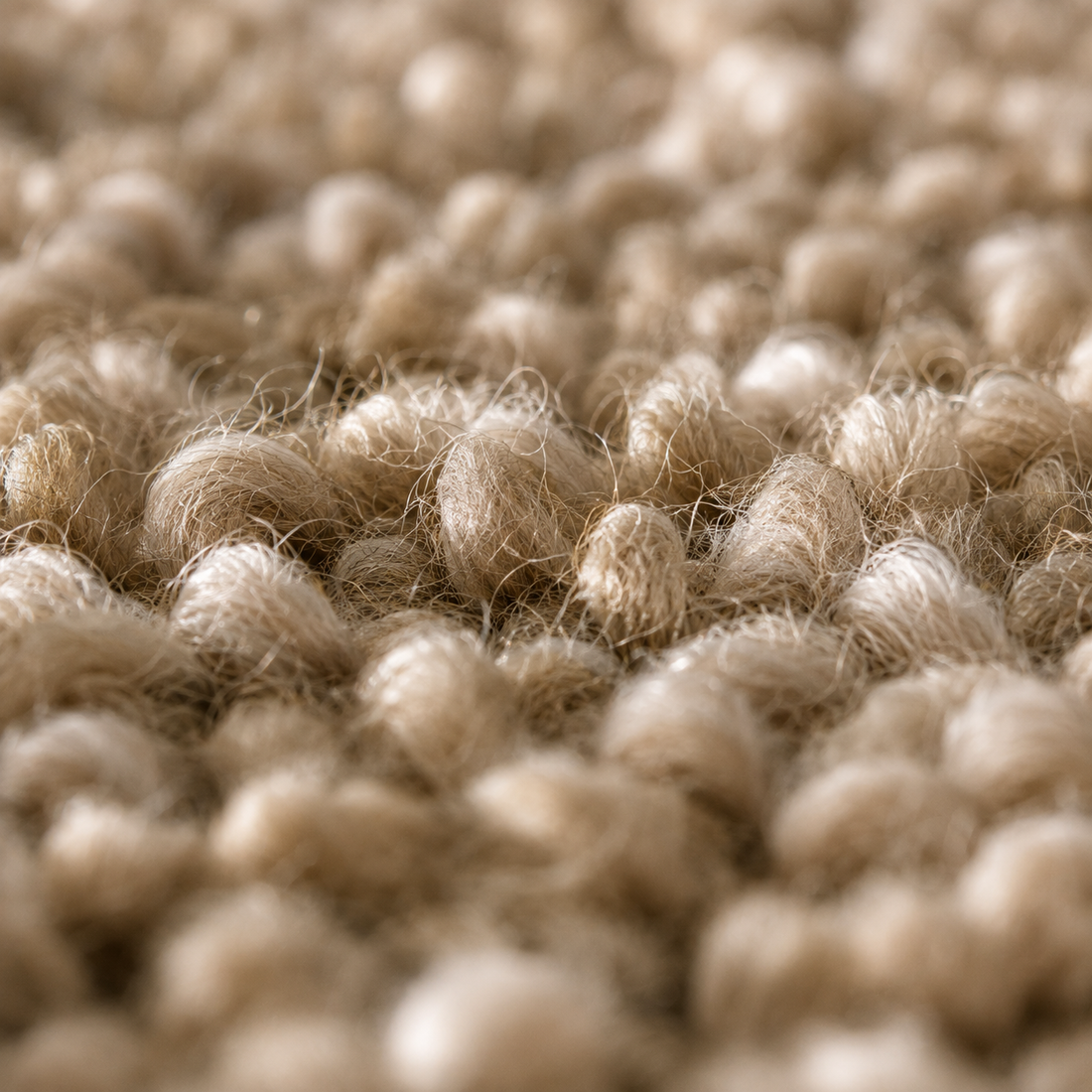 Close-up of oat wool rug pile