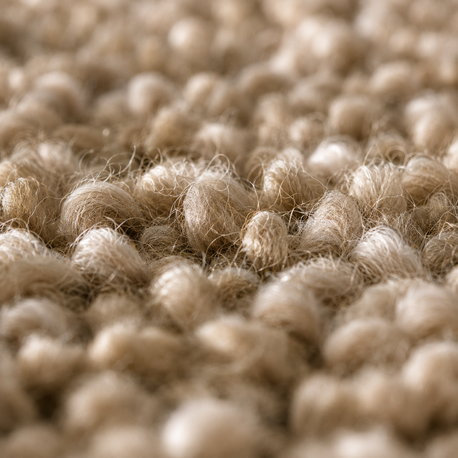 Close-up of oat wool rug pile