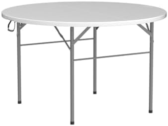 VINGLI White 48" Round Bi-Folding Commercial Table, 4 Feet Portable Plas...