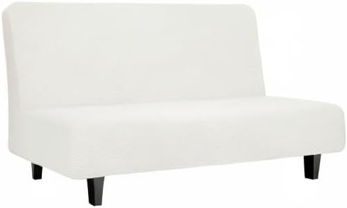 Easy-Going Stretch Medium Futon Slipcover Armless Futon Cover Cream