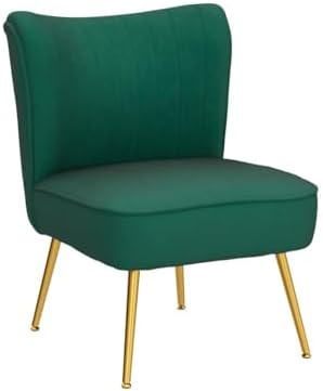 DUOMAY Modern Accent Chair Set of 2 Velvet Slipper Chair with Gold Legs Wingb...