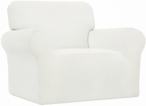Easy-Going Stretch Chair Slipcover with Arm Washable Cream