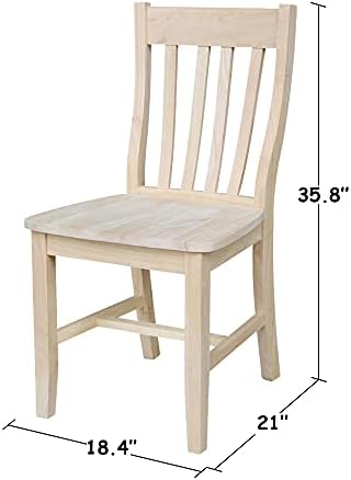 IC International Concepts Set of 2 Cafe Solid Wood Chairs, Unfinished