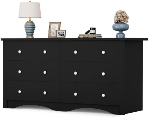 YESHOMY Black 6 Dresser for Bedroom